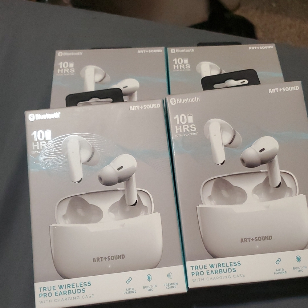 White Active Noise Cancelling Wireless Earbuds with Charging Case